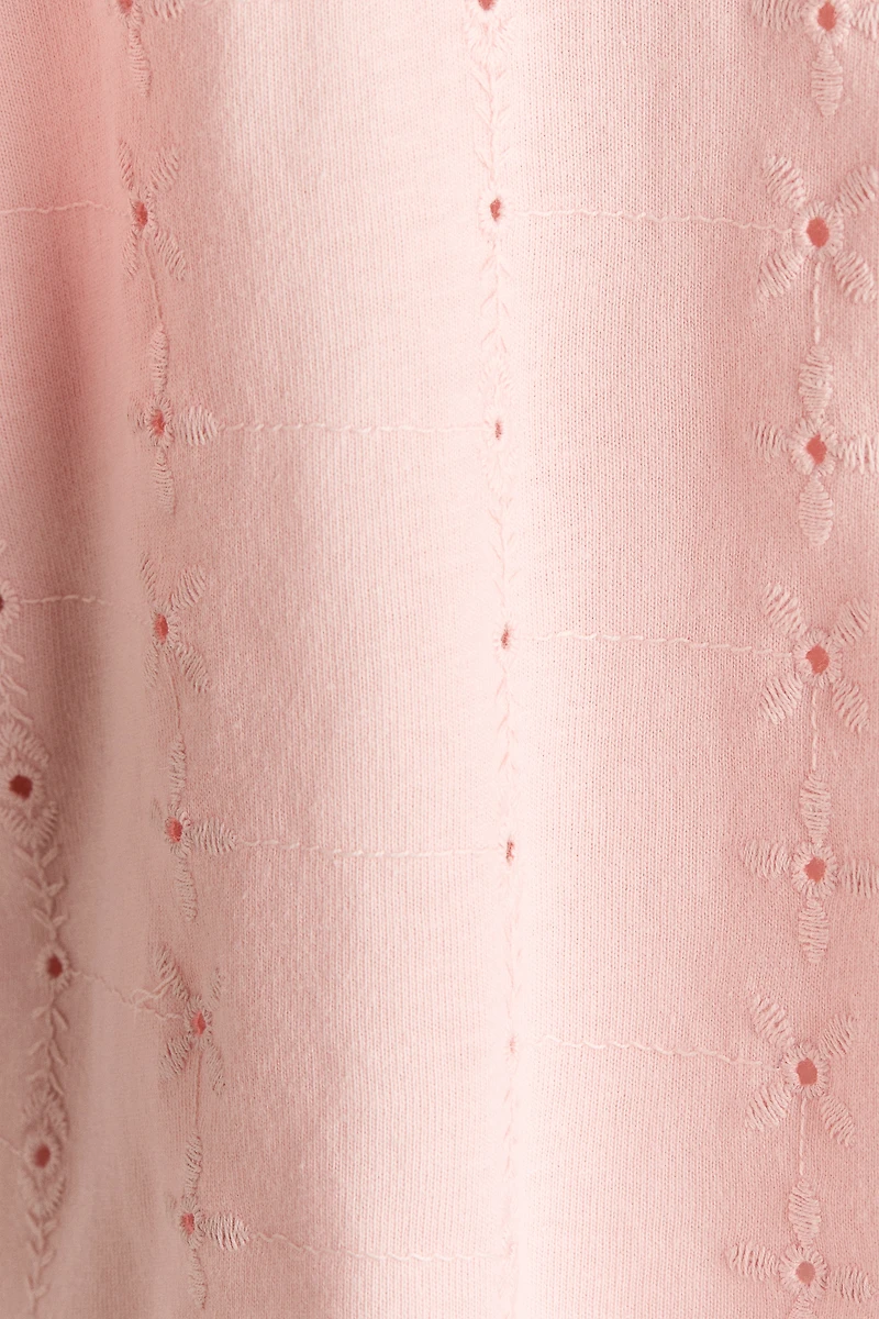 Flutter-Sleeve Top with Eyelet Embroidery