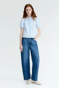 Ruffle-Trimmed Cotton Blouse
