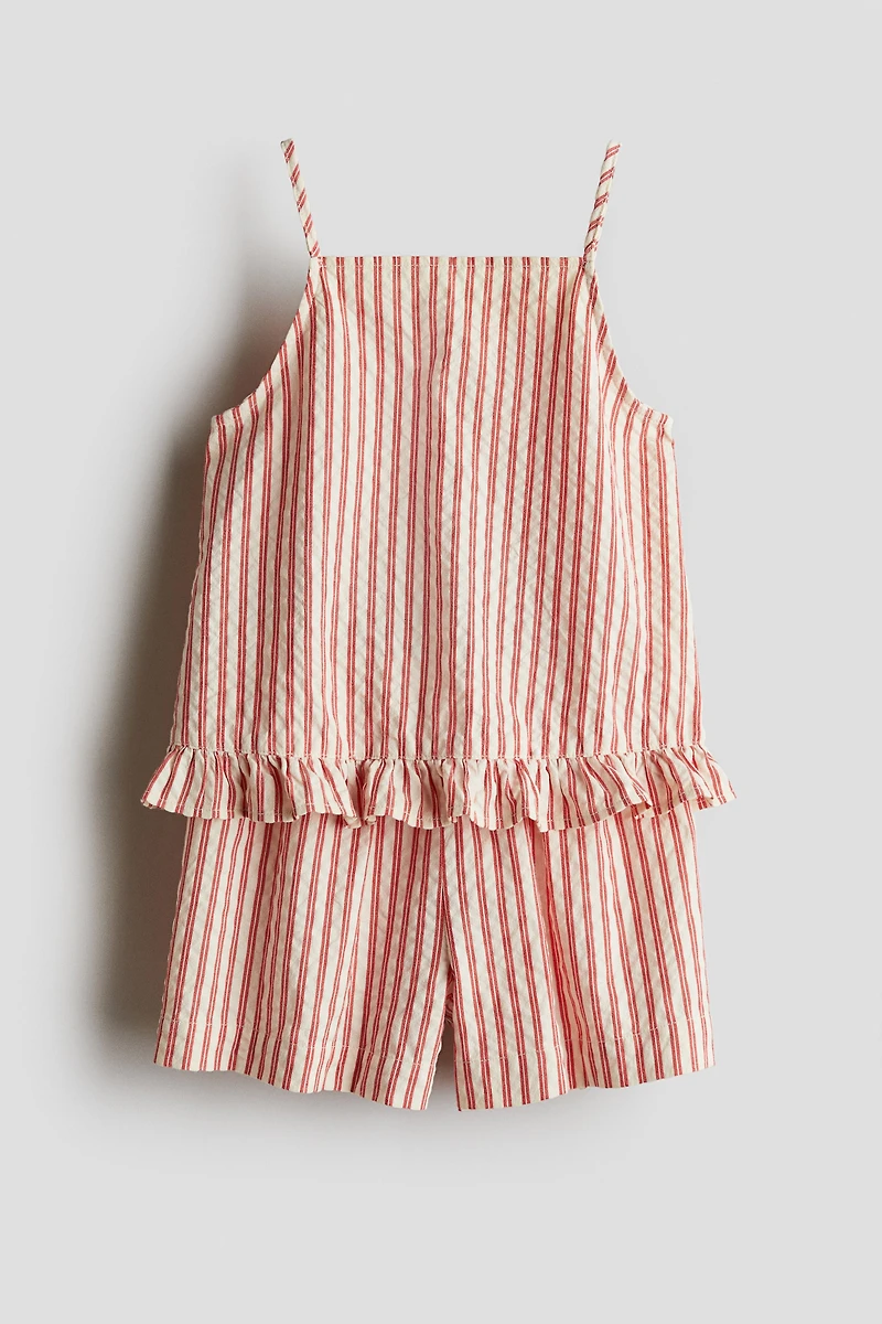 2-Piece Cotton Strappy Top and Shorts Set
