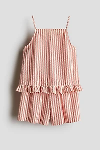 2-Piece Cotton Strappy Top and Shorts Set