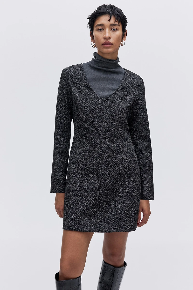 Long-Sleeved Bouclé Dress