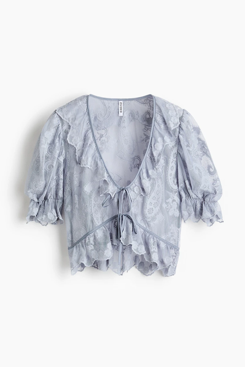 Blouse brodée à volants