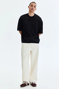 Boxy Relaxed-Fit Open-Knit T-Shirt