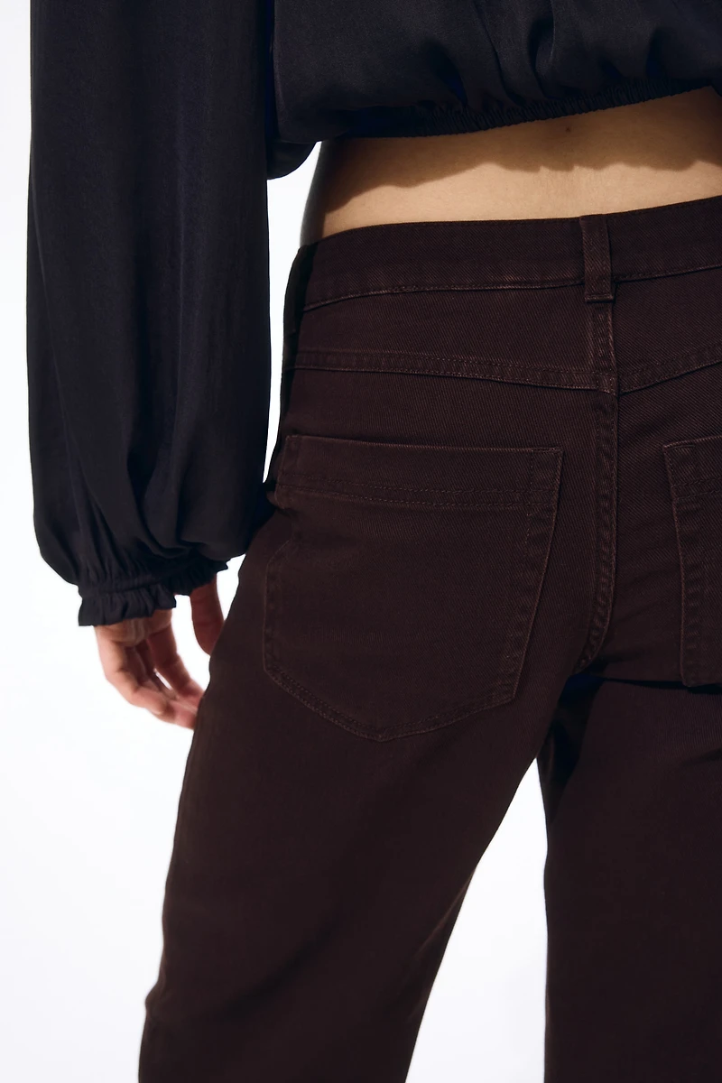 Wide-Leg Twill Pants