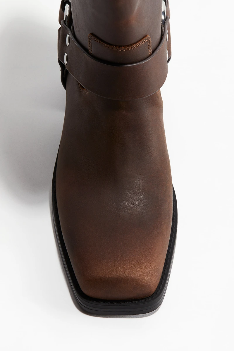 Leather Biker Boots