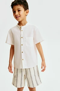 Linen-Blend Drawstring Shorts