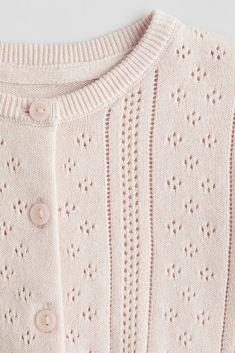 Pattern-knit Cotton Cardigan