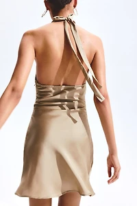 Halterneck Satin Dress
