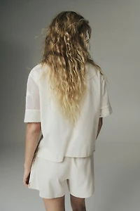 Linen-Blend Pajama Shirt