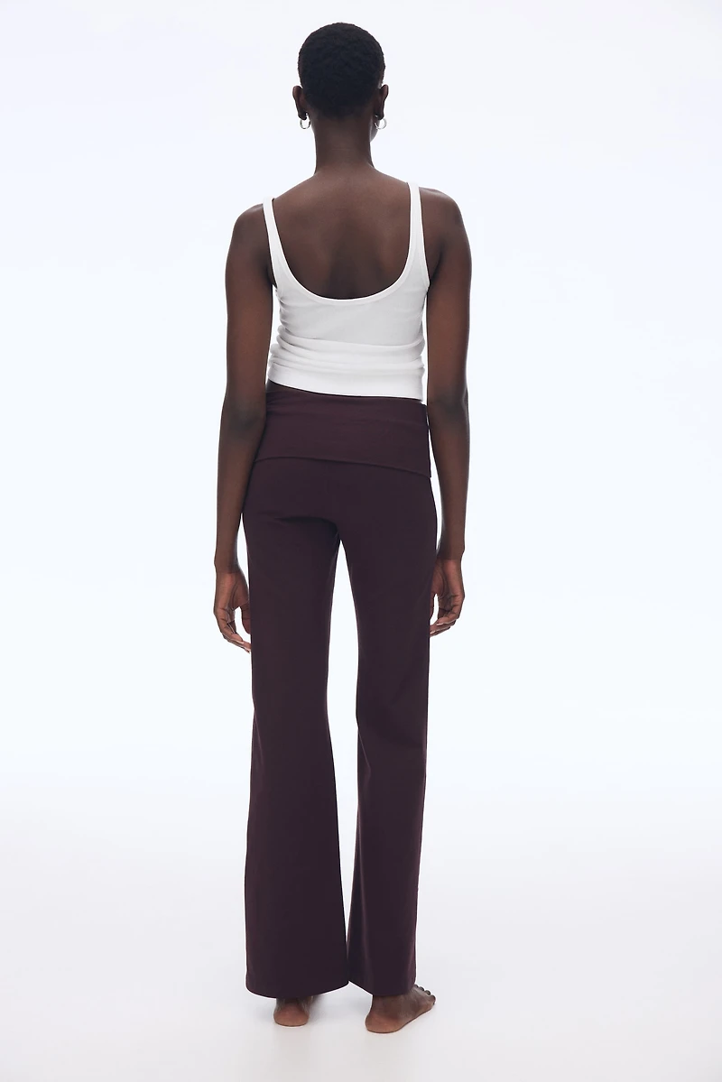 Foldover-Waist Cotton Pants