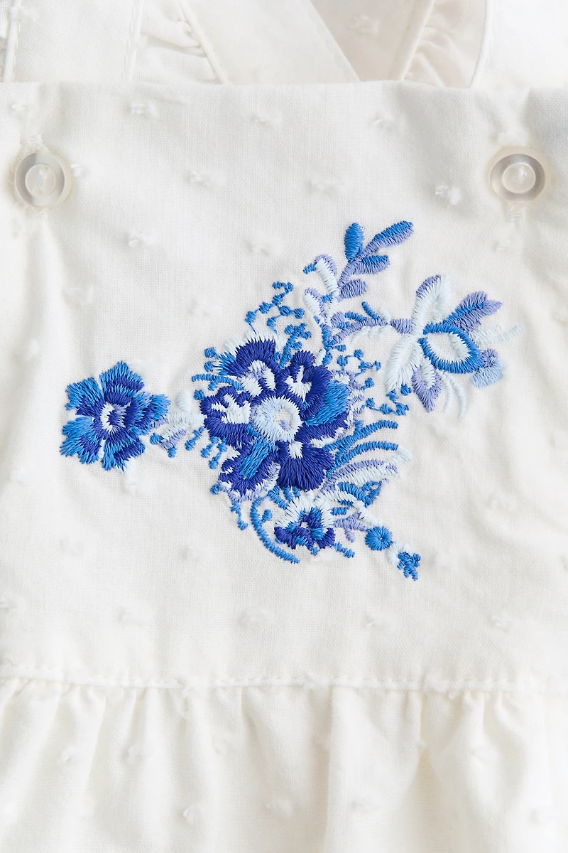 Ruffle-Trimmed Cotton Romper Suit