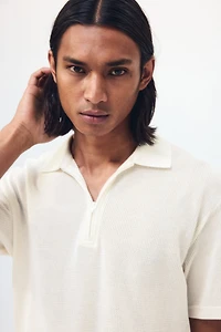 Regular-Fit Open-Knit Polo Shirt