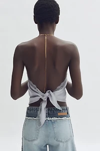 Lace-Trimmed Halterneck Top