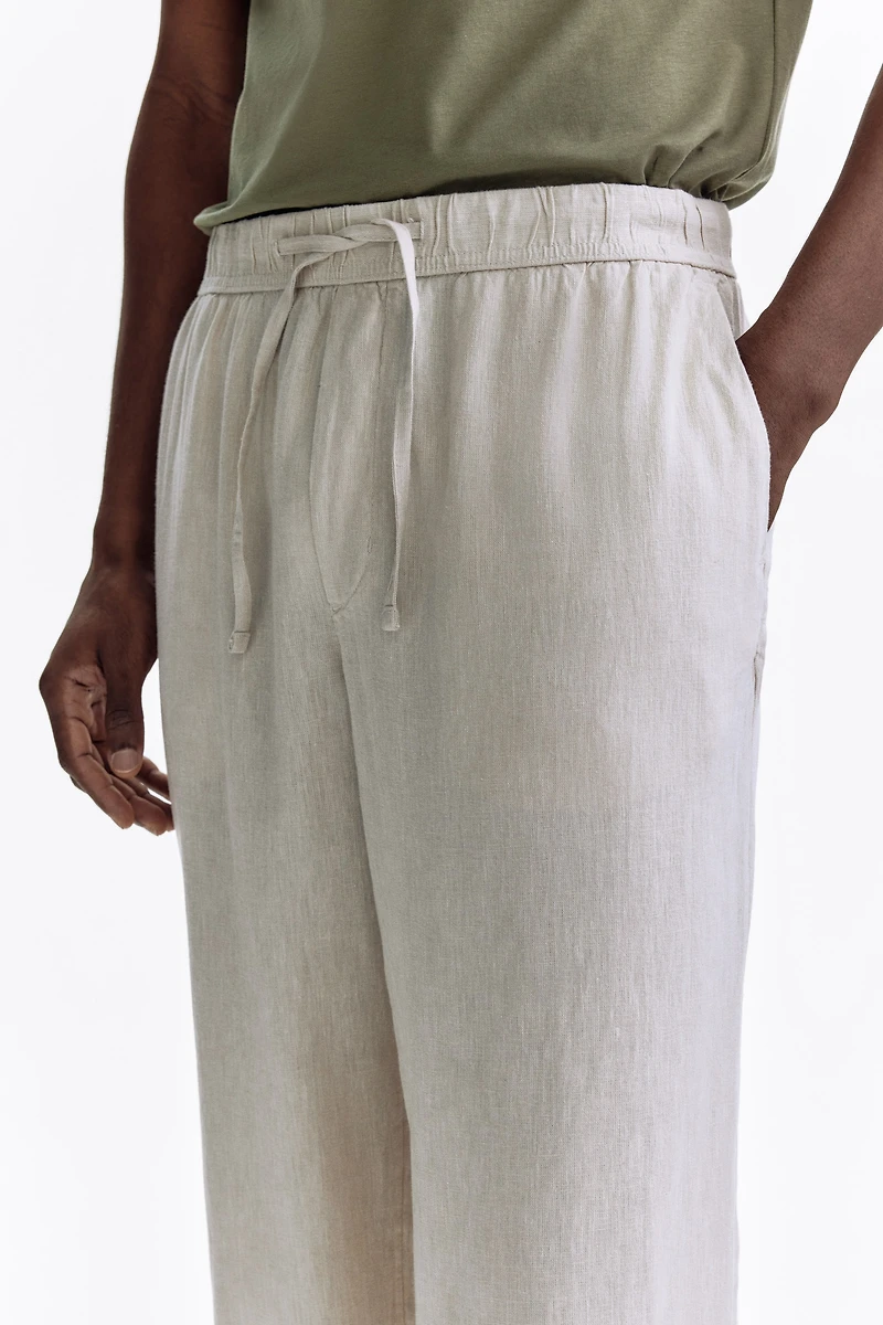 Relaxed Fit Linen-Blend Pants