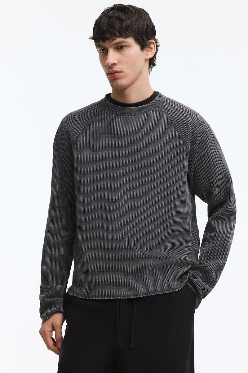 T-shirt gaufré classique avec manches longues