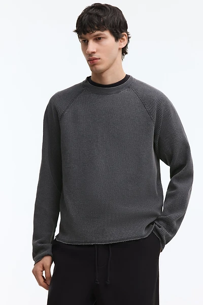 T-shirt gaufré classique avec manches longues