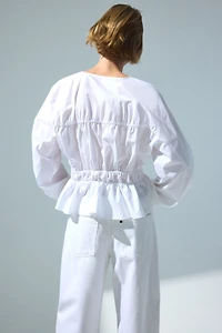Drawstring Poplin Blouse