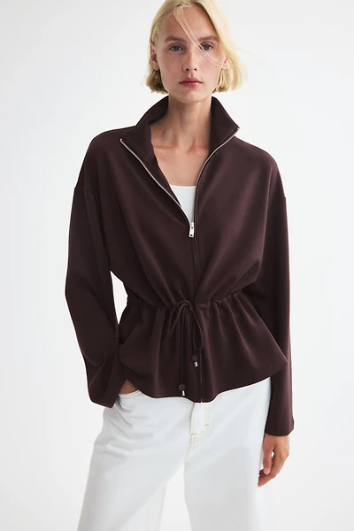 Drawstring-Detail Sweatshirt Jacket