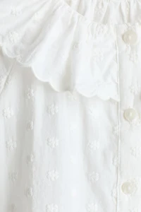 Flounce-Collar Embroidered Blouse