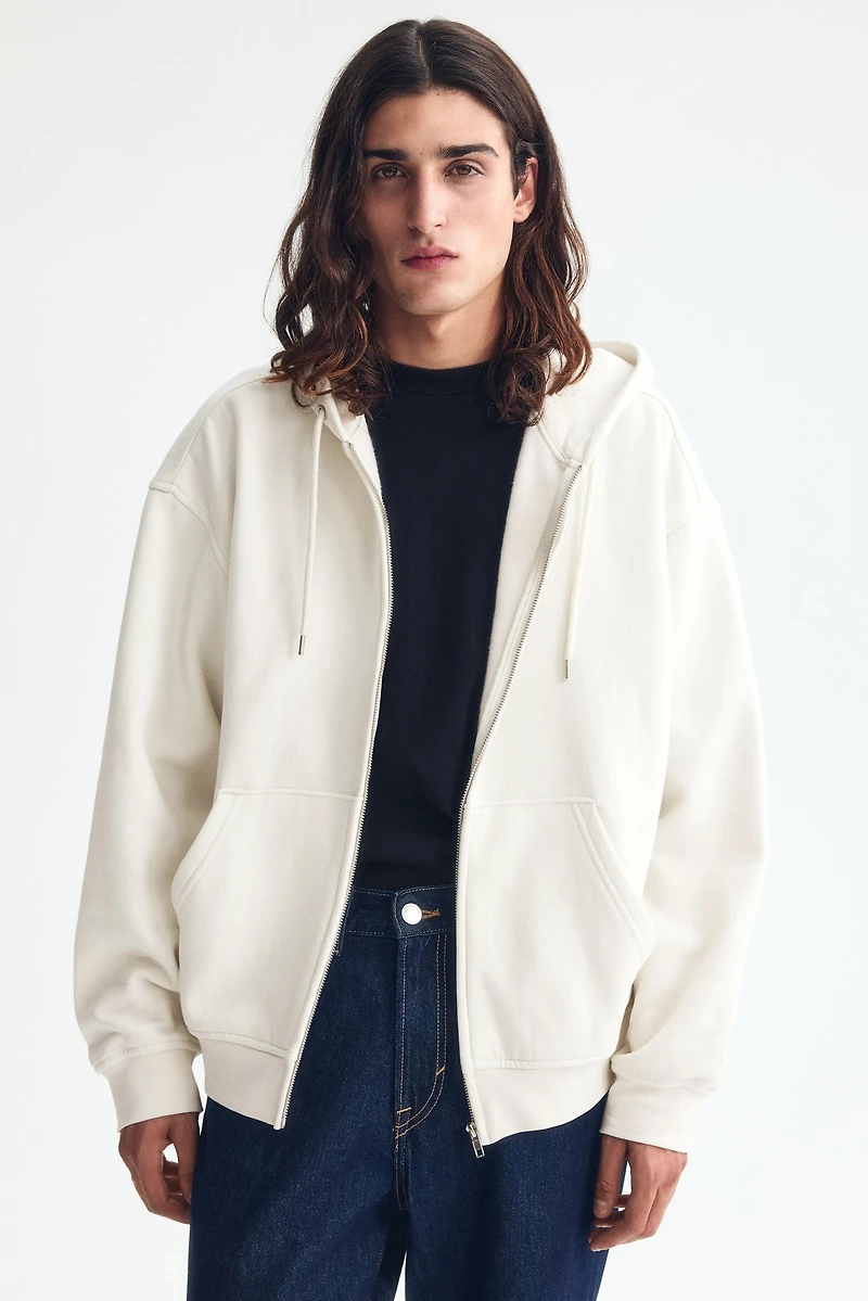 Veste à fermeture éclair ample capuche