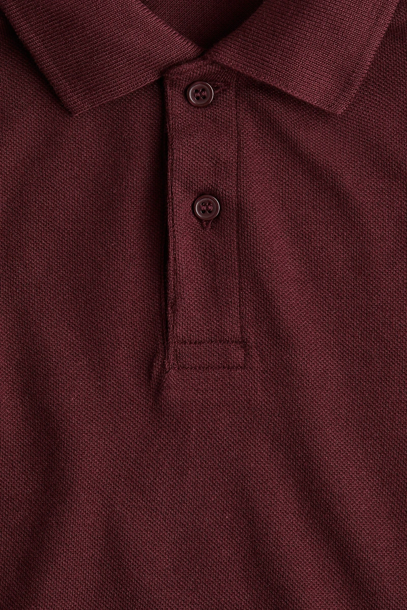 Long-Sleeved Cotton Polo Shirt