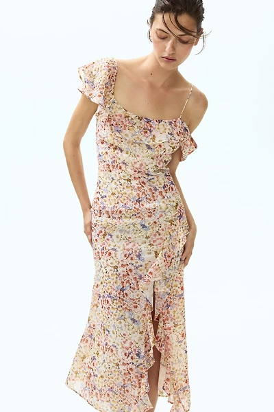 Robe asymétrique avec épaules dénudées