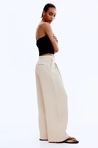 Wide-Leg Linen-Blend Pants