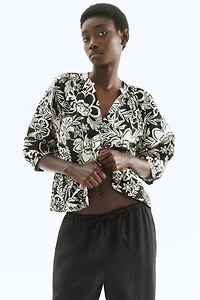 Balloon-sleeved poplin blouse