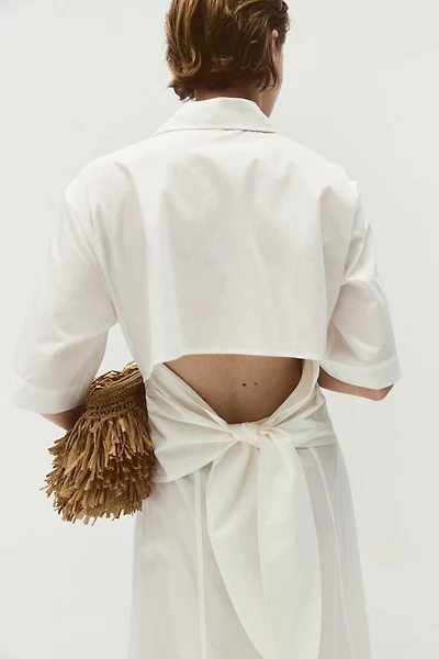 Robe en popeline avec liens à nouer au dos