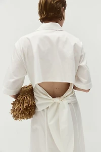 Robe en popeline avec liens à nouer au dos