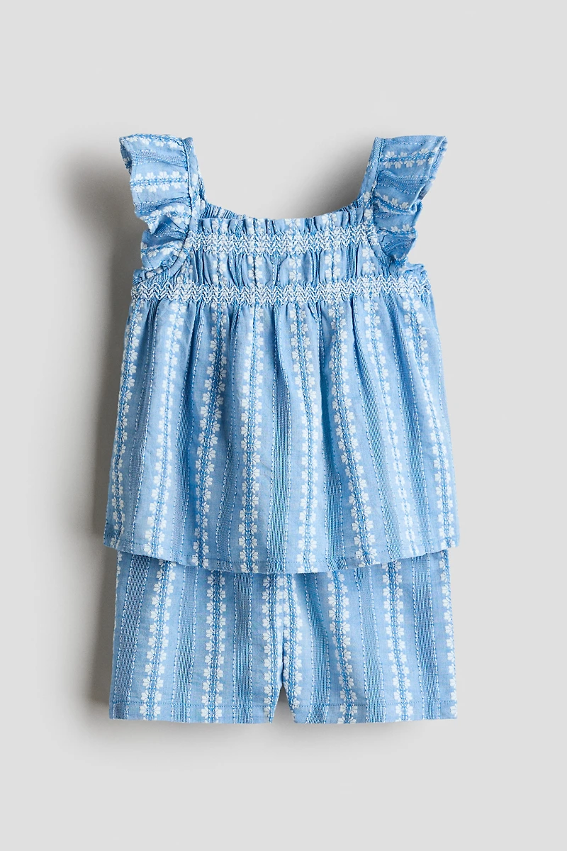 2-Piece Embroidered-Detail Cotton Set