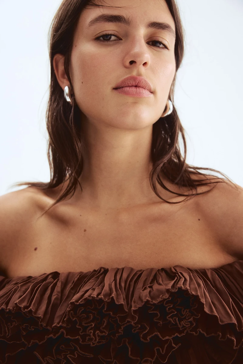 Pleated Off-the-Shoulder Dress