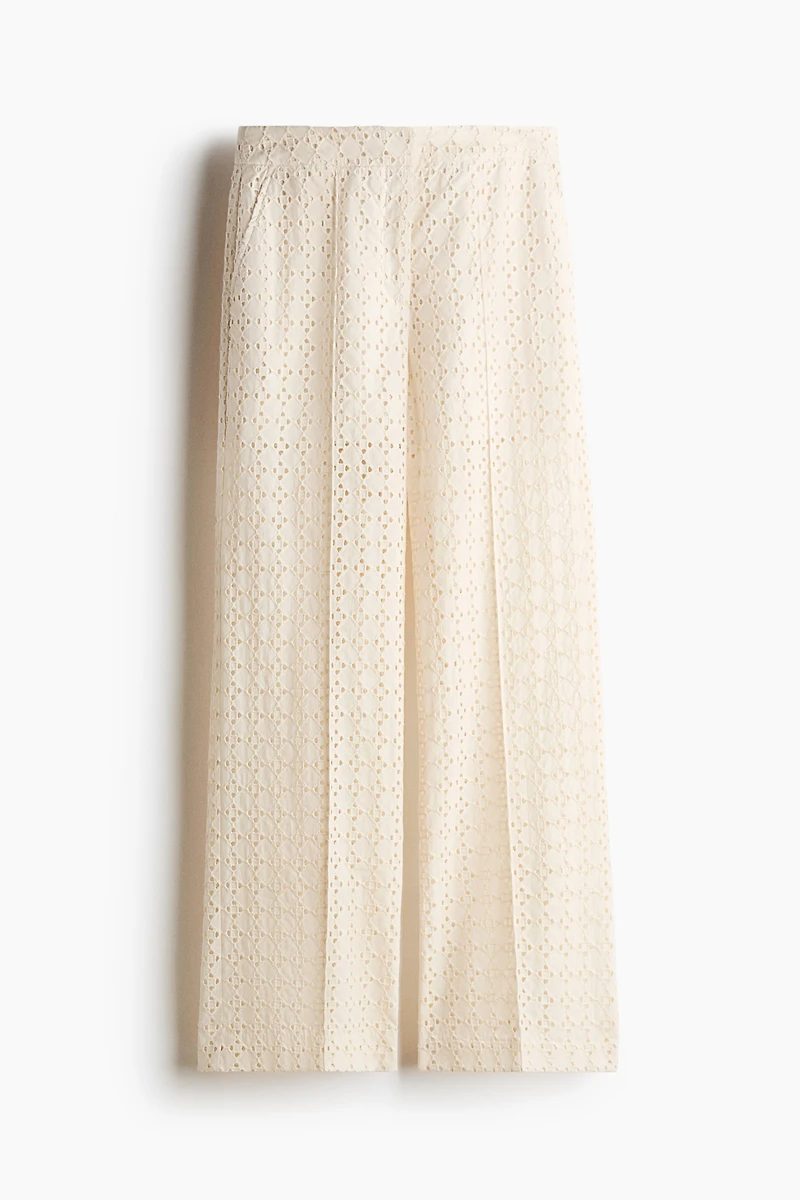 Eyelet-Embroidered Dress Pants