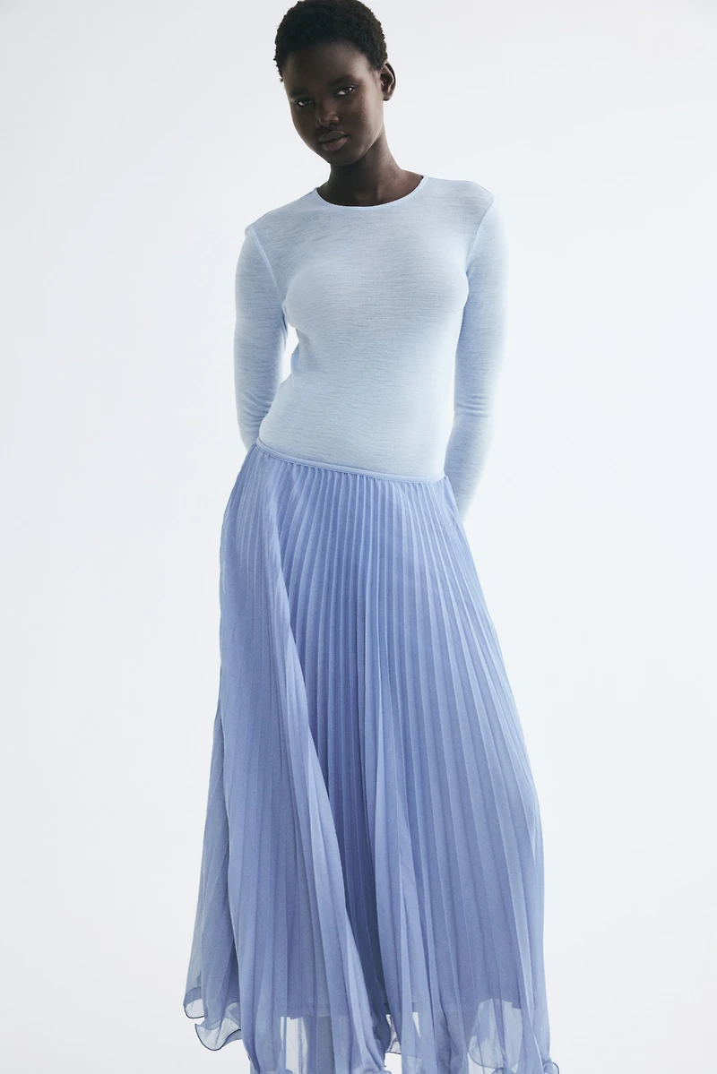 Sheer Pleated Skirt