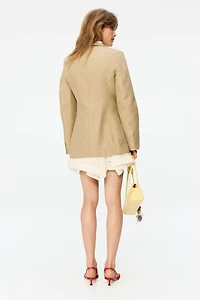 Linen-Blend Hourglass Blazer