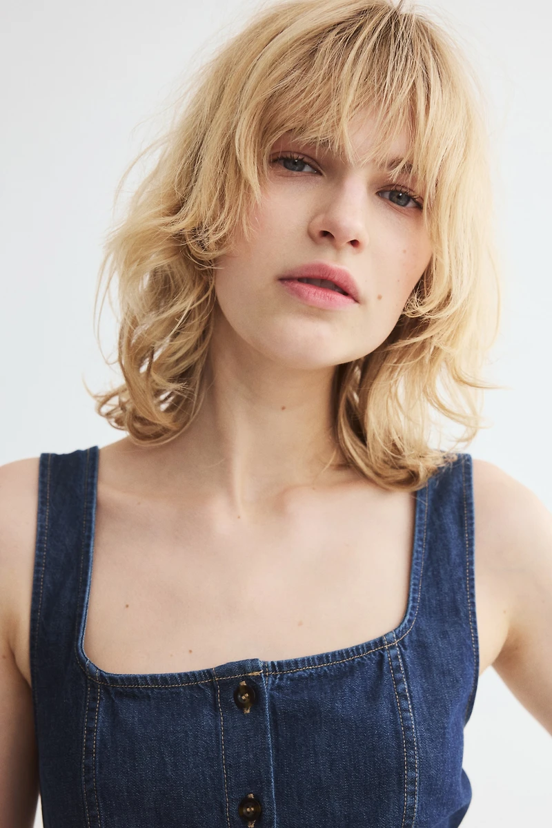 Denim Peplum Top