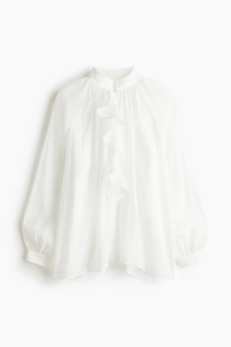 Blouse à volant en lyocell mélangé