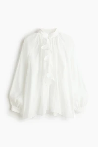 Blouse à volant en lyocell mélangé