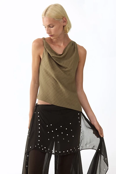 Asymmetric Cowl-Neck Top