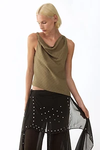Asymmetric Cowl-Neck Top