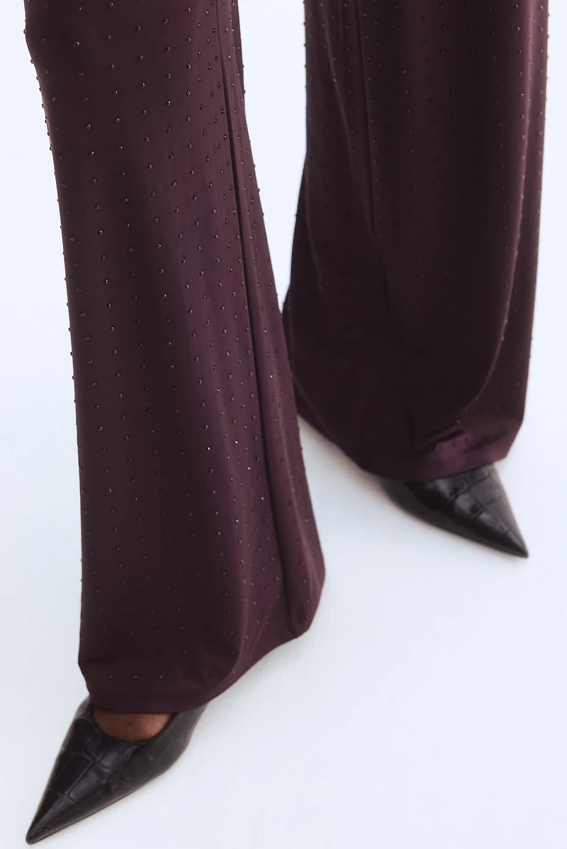 Rhinestone-Embellished Jersey Pants
