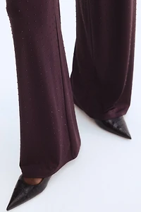 Rhinestone-Embellished Jersey Pants