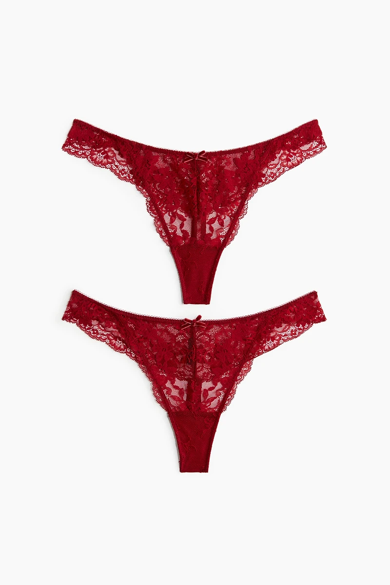 2-Pack Lace Thong Briefs