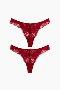 2-Pack Lace Thong Briefs