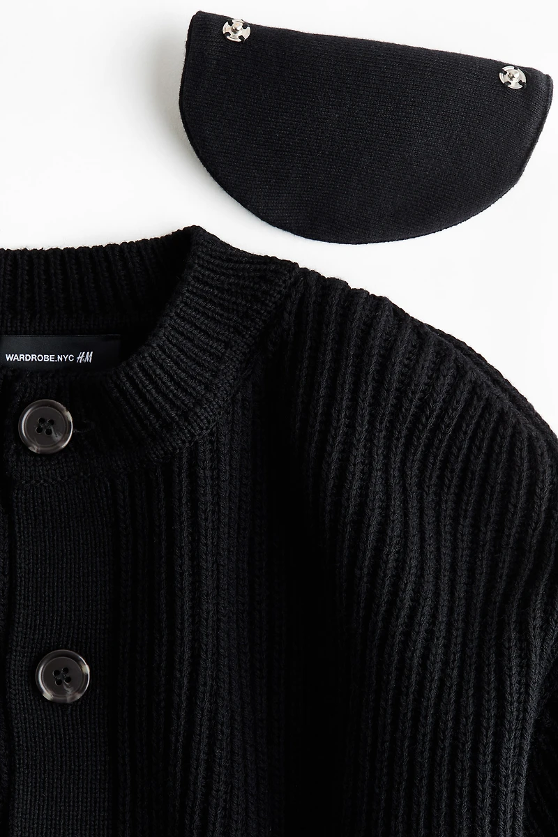 Shoulder-Pad Wool Cardigan