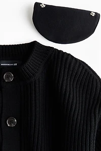 Shoulder-Pad Wool Cardigan