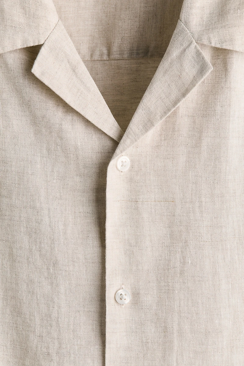 Chemise décontractée en lin avec col cubain