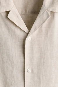 Chemise décontractée en lin avec col cubain