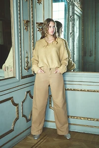 Pantalon en sergé à jambes tonneau