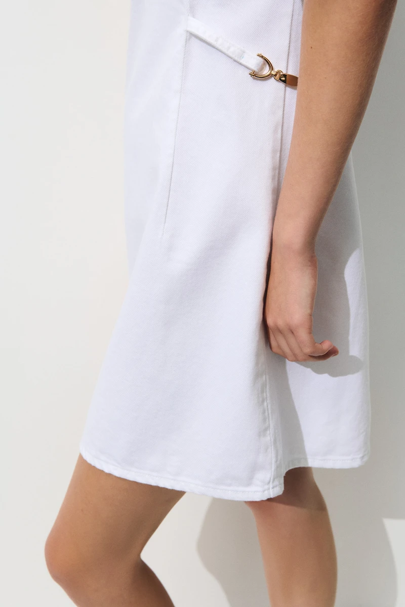 Buckle-Detail Denim Dress